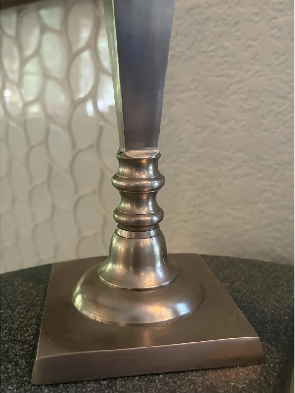 Candle Sticks Pewter Cast Metal Restoration Hardware 10” Pillar or Taper Pair
